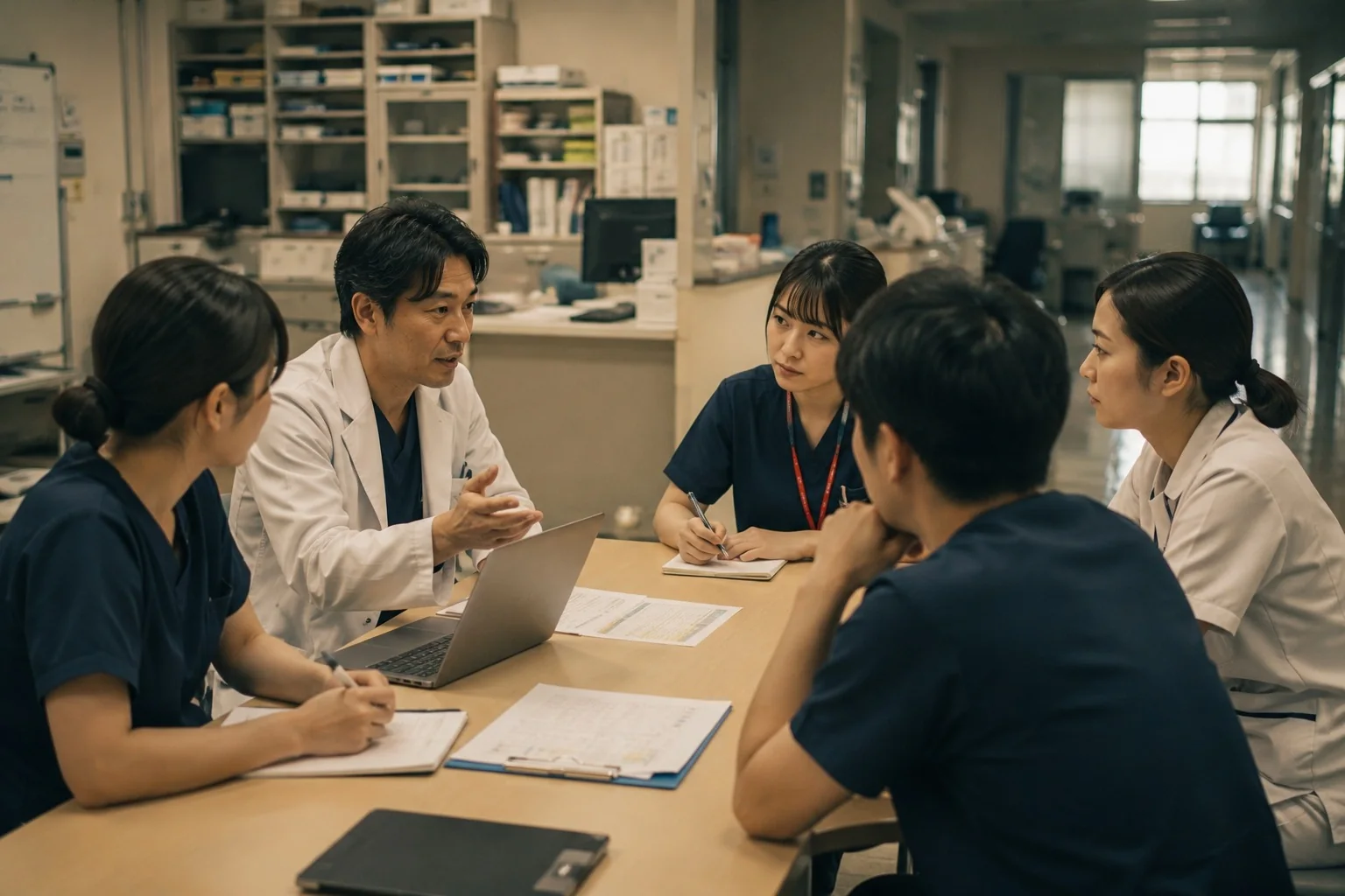 地方病院で医師・看護師等が打ち合わせを行う様子